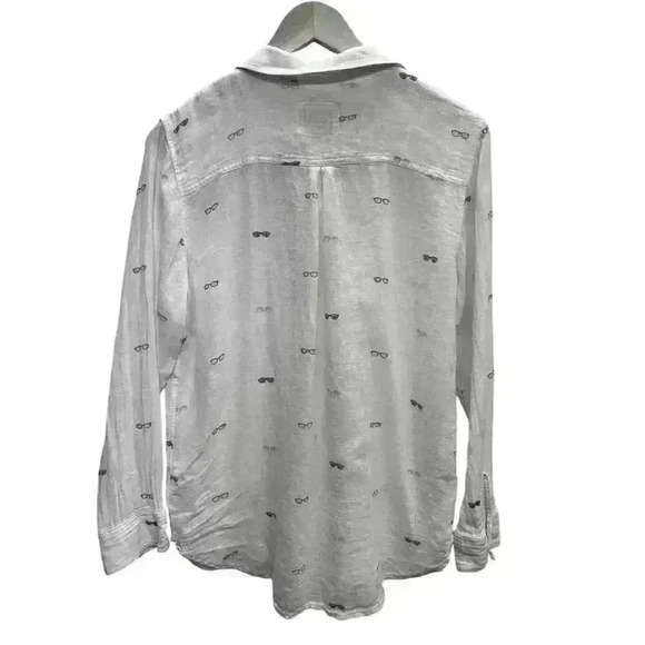 RAILS CHARLI SUNNIES GAUZ WHITE WITH SUNGLASSES BUTTON UP LONG SLEEVE TOP XS - Picture 10 of 12